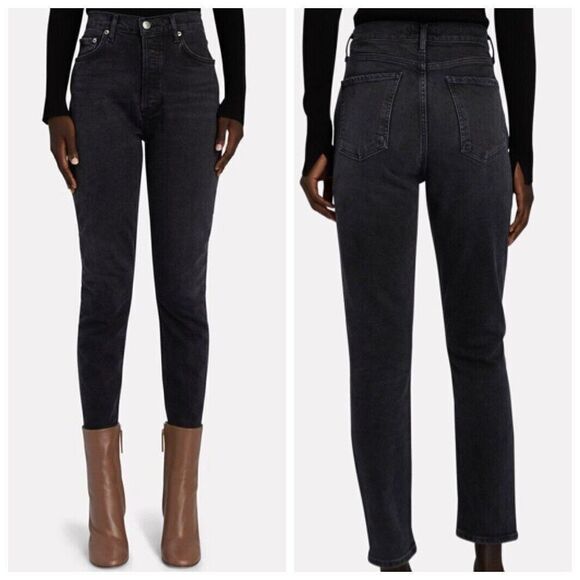 Agolde Nico High Rise Slim Jeans Compilation Black Women’s Size 24 Cotton - Picture 1 of 13